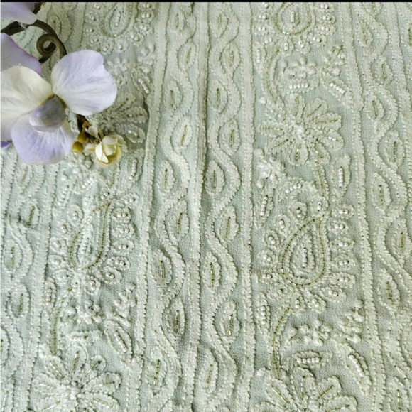 Green Chikankari Dress. Indian Dress with palazzo pants - Picture 8 of 13